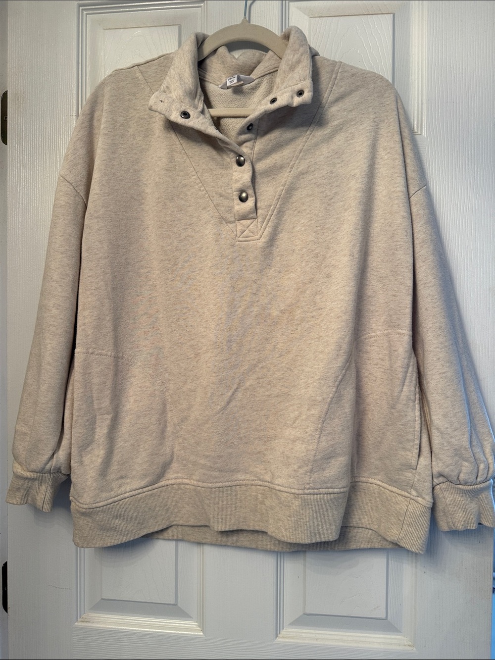 Women's Cream Snap-Front Pullover Sweater